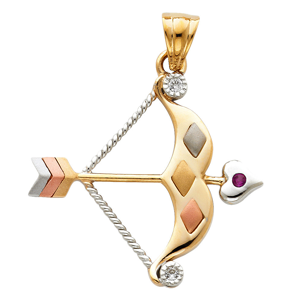 14K Yellow Gold Mom, Family, Baby & Heart Pendant - PT1527