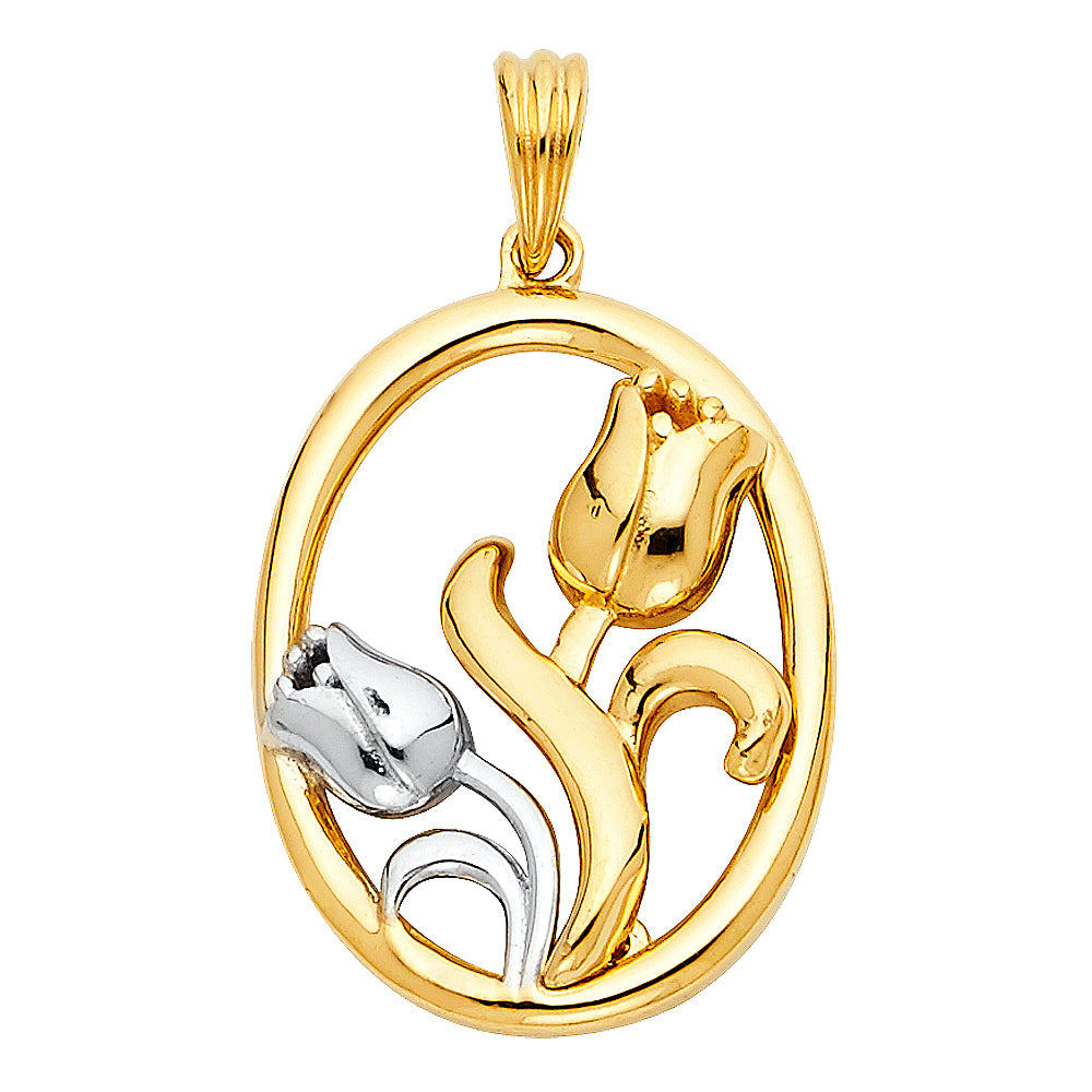 14K Yellow Gold Flower & 15 Años Pendant - PT1737