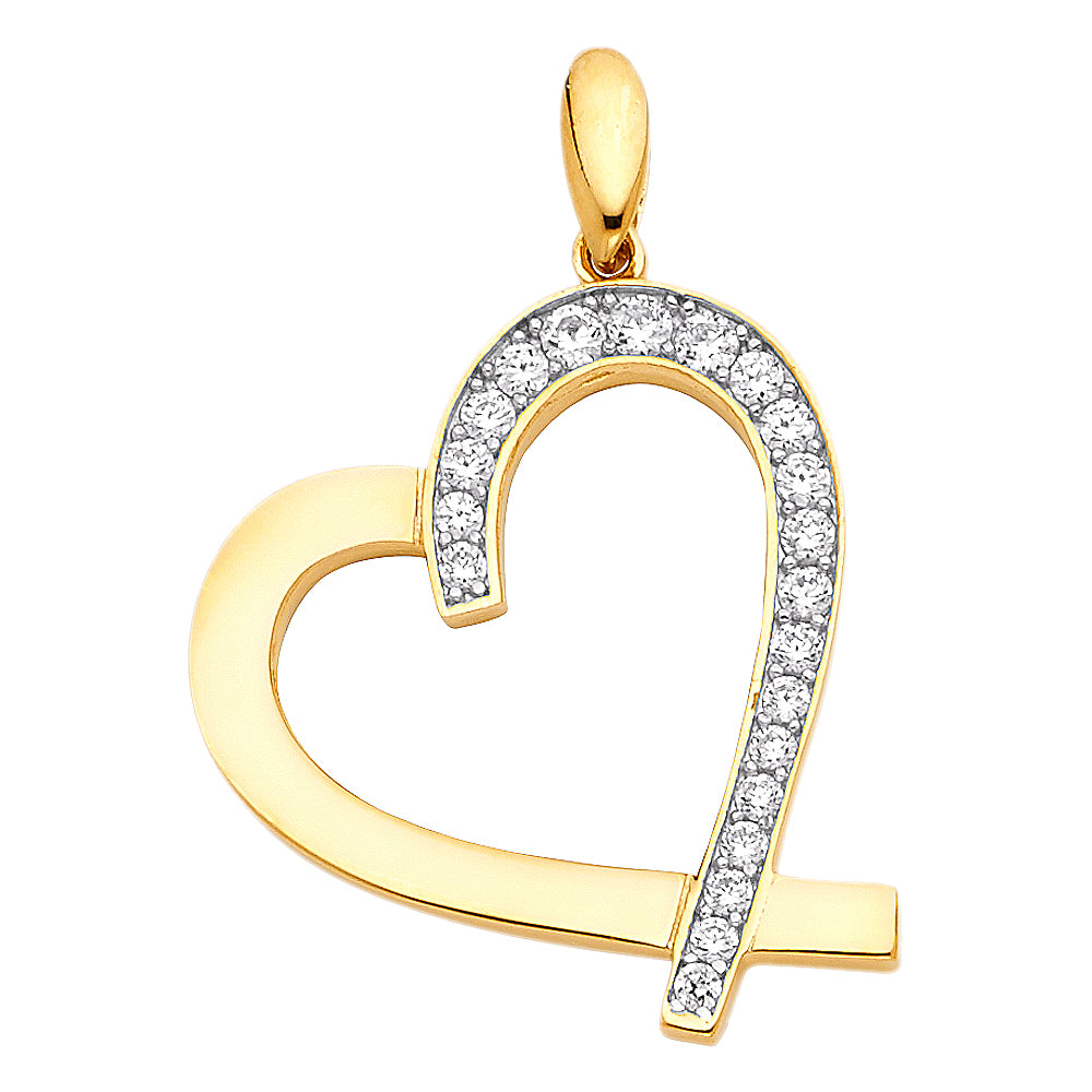 14K Yellow Gold Mom, Family, Baby & Heart Pendant - PT1770