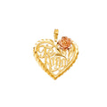14K Yellow Gold Mom, Family, Baby & Heart Pendant - PT1859