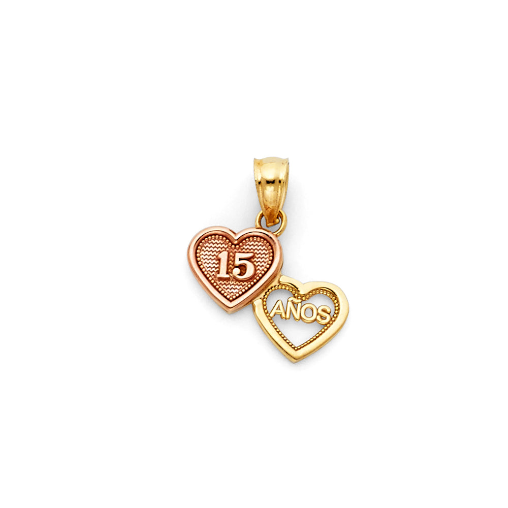14K Yellow Gold Flower & 15 Años Pendant - PT1886