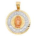 14K Yellow Gold Flower & 15 Años Pendant - PT1896