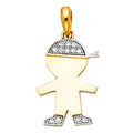 14K Yellow Gold Mom, Family, Baby & Heart Pendant - PT2002