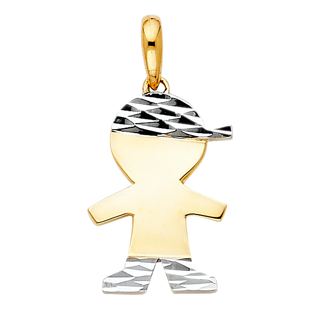 14K Yellow Gold Mom, Family, Baby & Heart Pendant - PT2006