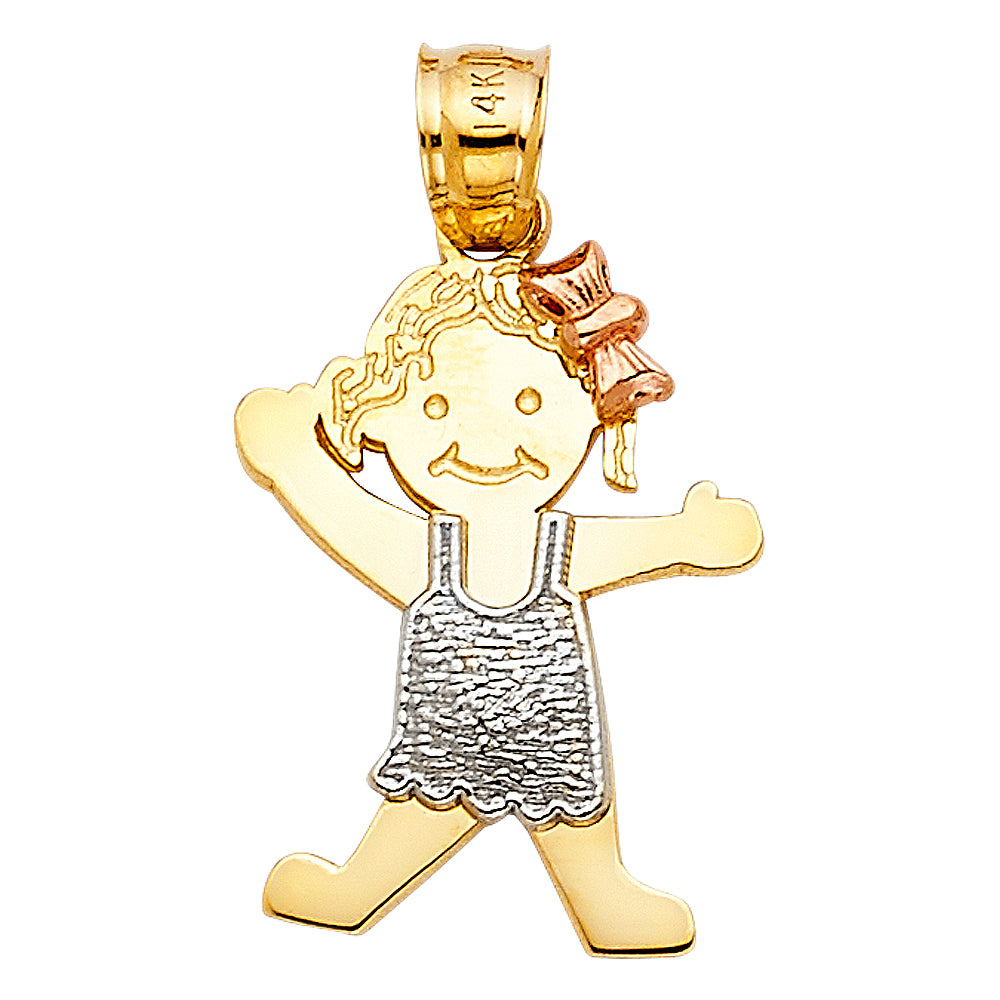 14K Yellow Gold Mom, Family, Baby & Heart Pendant - PT2007