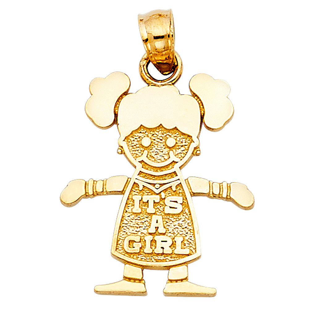 14K Yellow Gold Mom, Family, Baby & Heart Pendant - PT2010