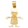 14K Yellow Gold Mom, Family, Baby & Heart Pendant - PT2011