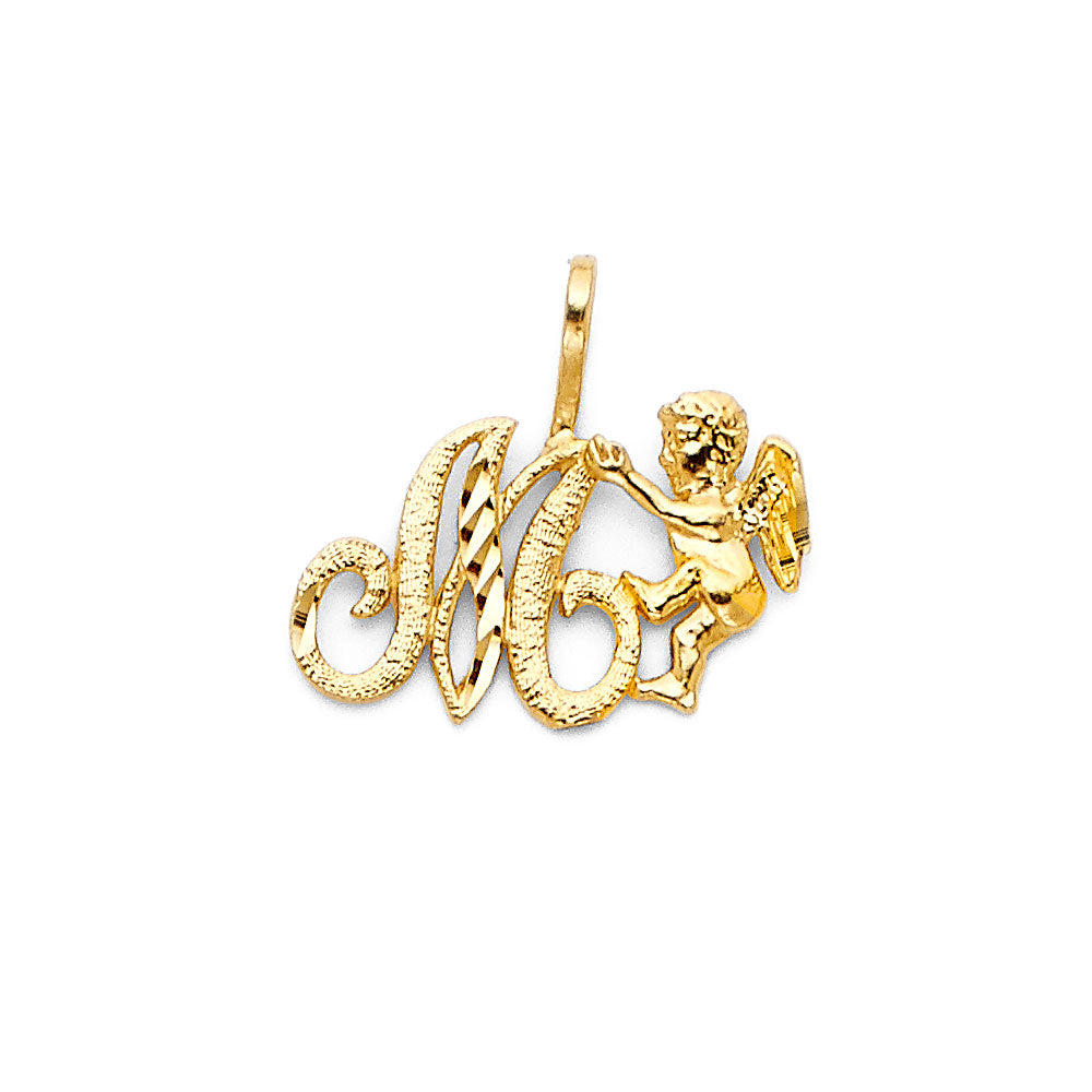 14K Yellow Gold Alphabet & Number Jewelry - PT2053 - Letter M