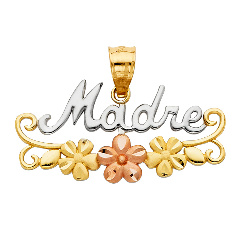 14K Yellow Gold Mom, Family, Baby & Heart Pendant - PT2127
