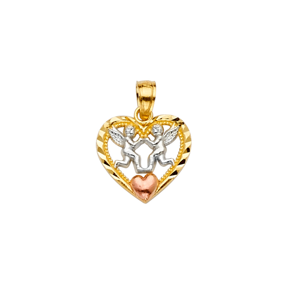 14K Yellow Gold Mom, Family, Baby & Heart Pendant - PT2268