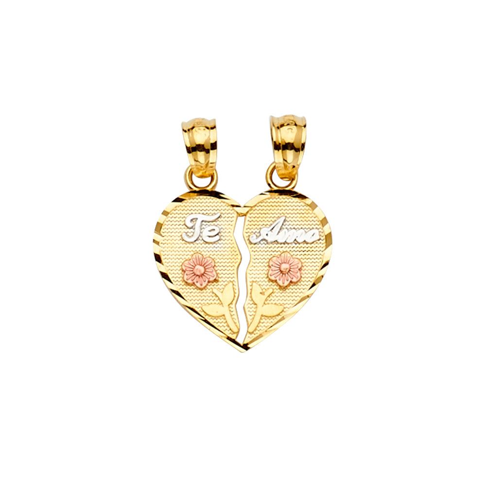 14K Yellow Gold Mom, Family, Baby & Heart Pendant - PT2376