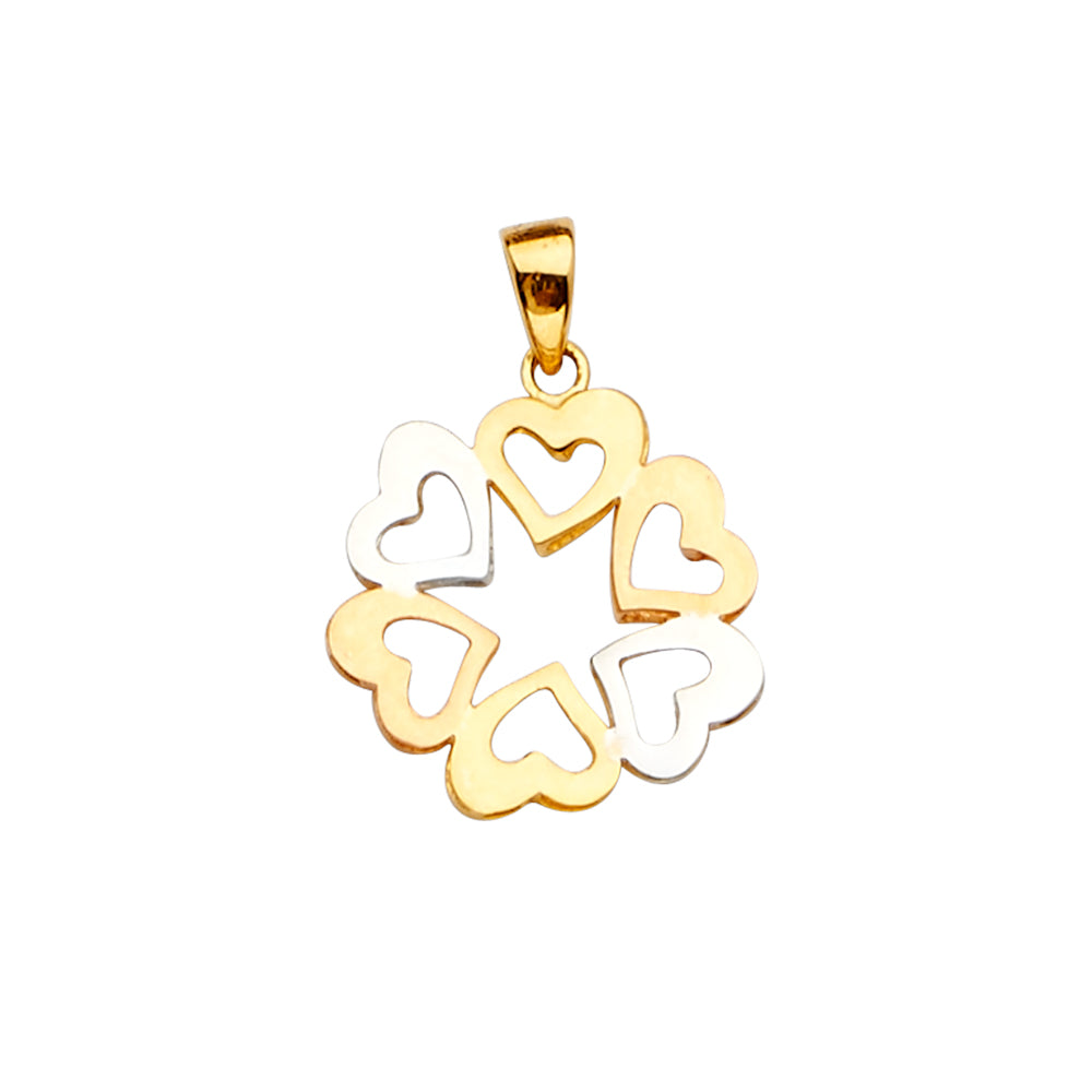 14K Yellow Gold Mom, Family, Baby & Heart Pendant - PT2386