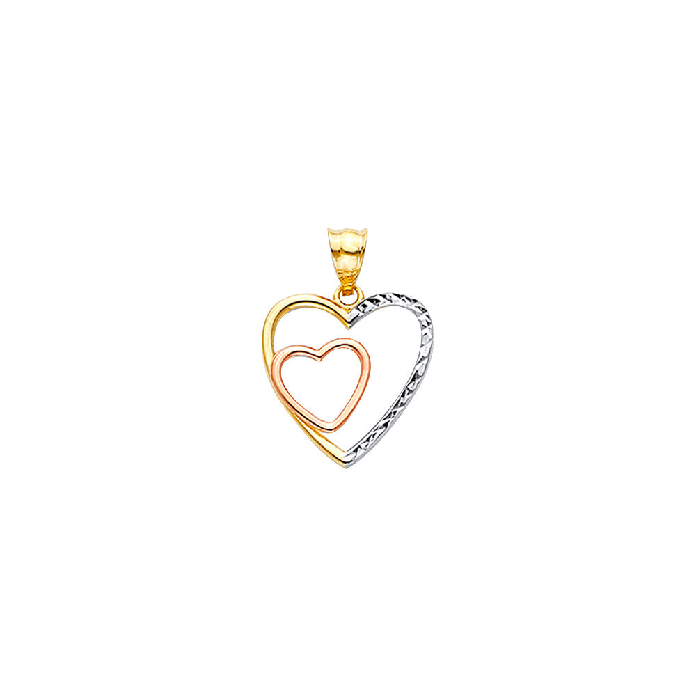 14K Yellow Gold Mom, Family, Baby & Heart Pendant - PT2544