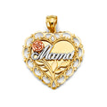 14K Yellow Gold Mom, Family, Baby & Heart Pendant - PT2690
