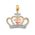 14K Yellow Gold Flower & 15 Años Pendant - PT2973