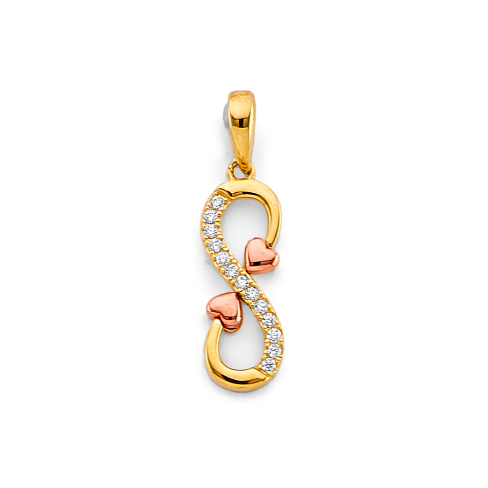 14K Yellow Gold Mom, Family, Baby & Heart Pendant - PT3018