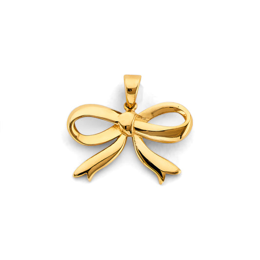14K Gold Bow Pendant - Solid Gold Ribbon Charm *PENDANT ONLY*