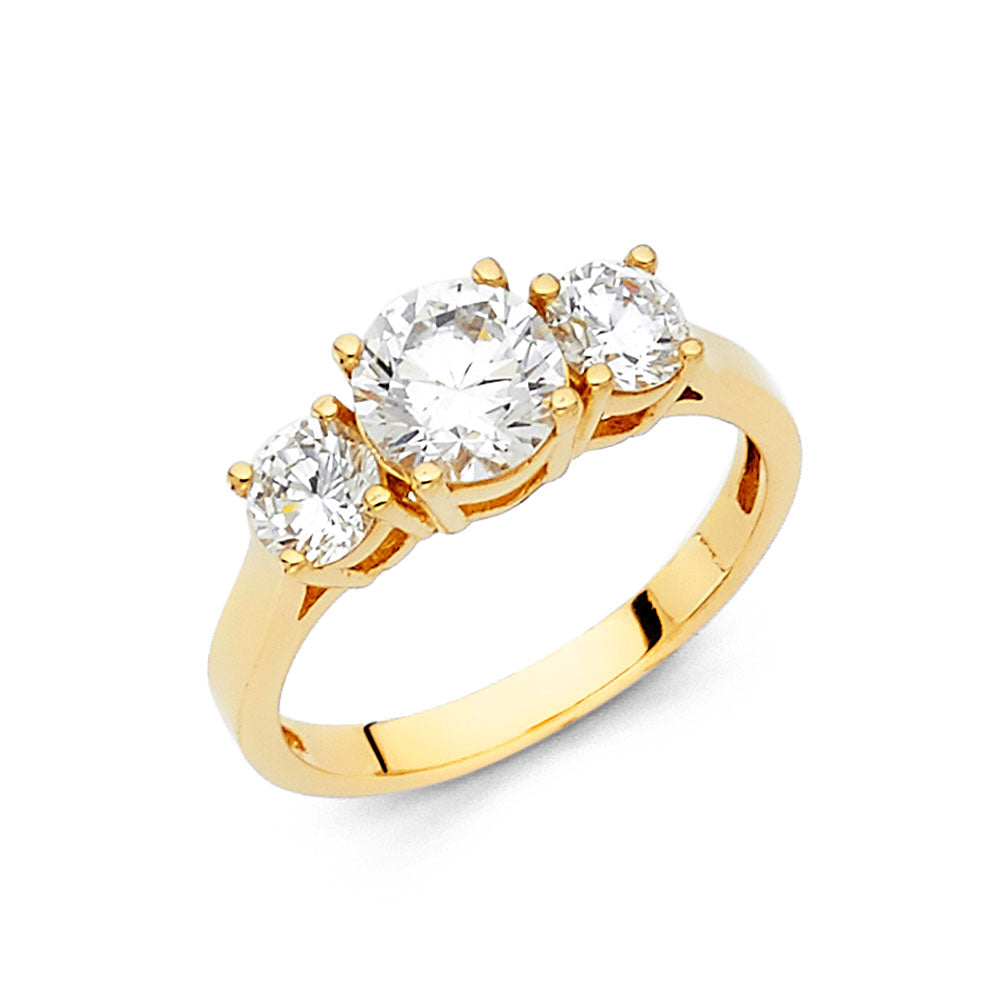 14K Yellow Gold CZ Engagement Ring - RG34