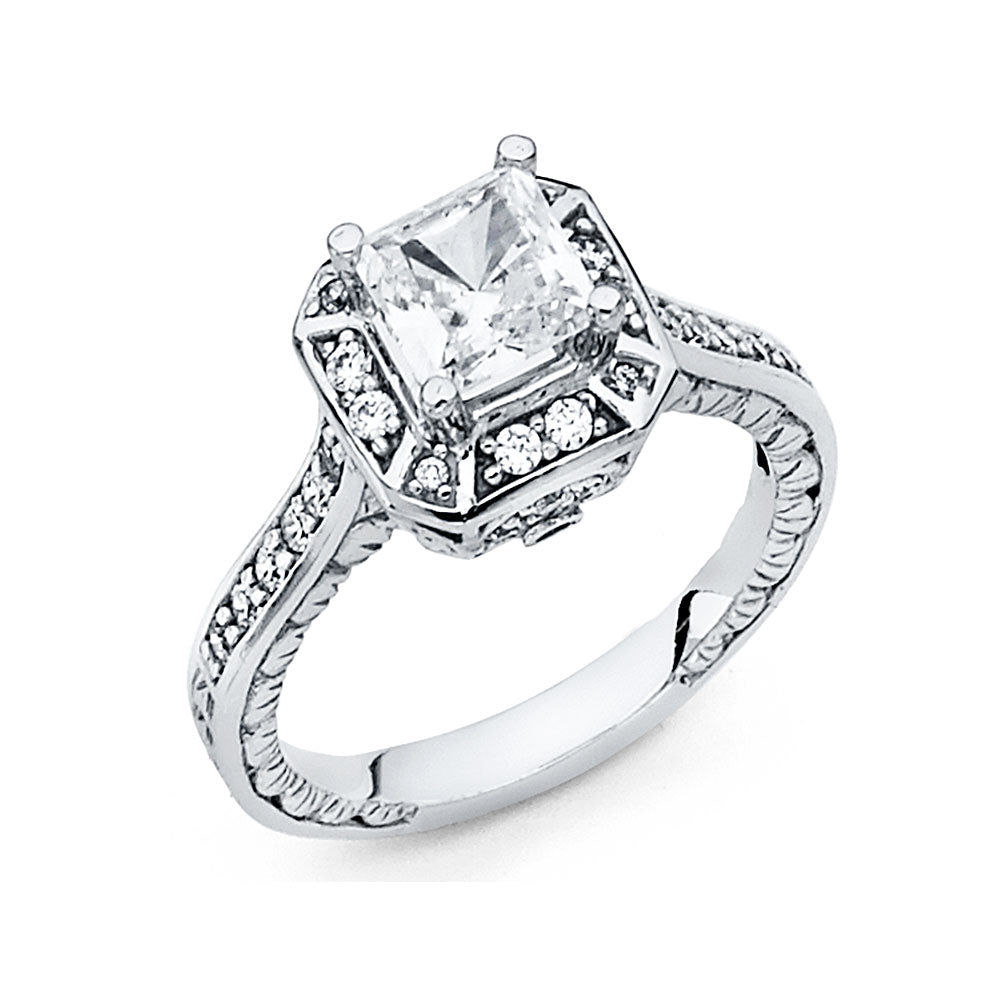 14K Yellow Gold CZ Engagement Ring - RG60