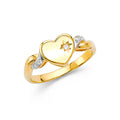 14K Yellow Gold Flower, Heart & Light Ring - RG881