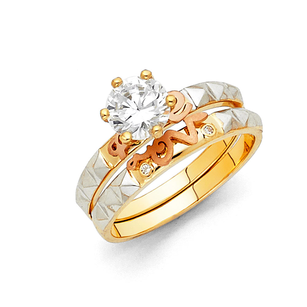 14K Yellow Gold CZ Trio Set - RG898 - Image 899