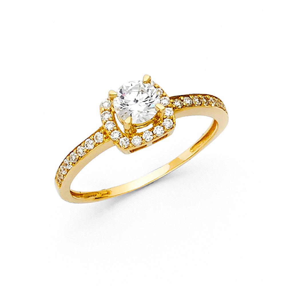 14K Yellow Gold CZ Engagement Ring - RG1234