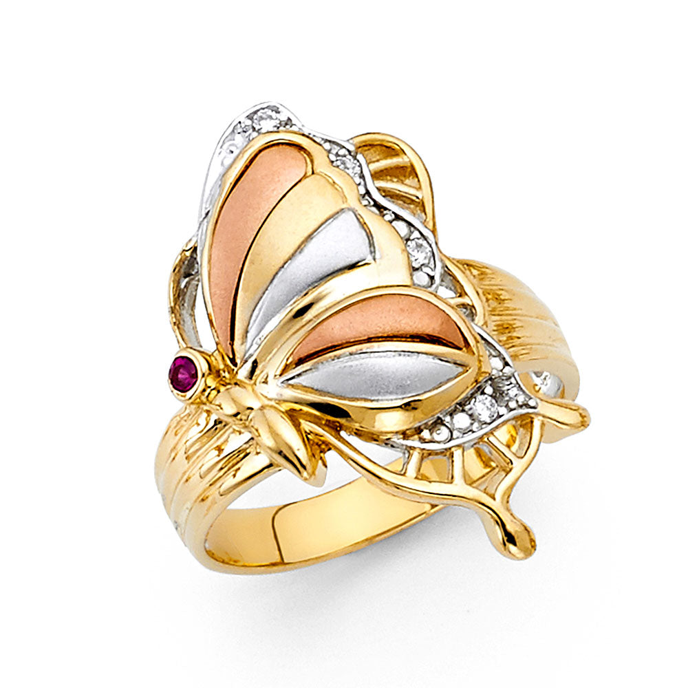 14K Yellow Gold Butterfly, Animal & Lucky Ring - RG1715