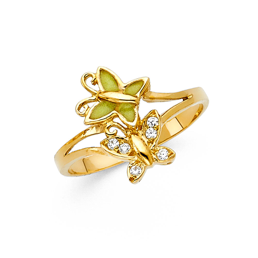 14K Yellow Gold Butterfly, Animal & Lucky Ring - RG1719