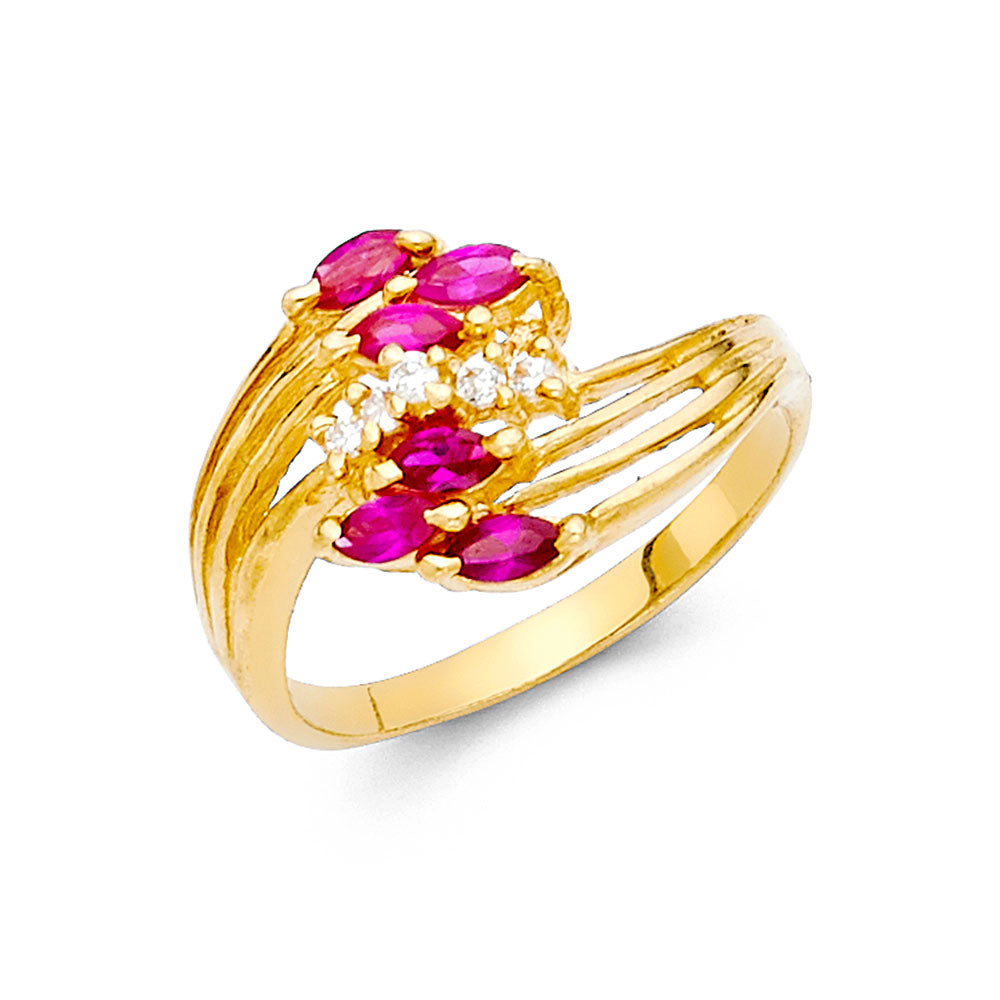14K Yellow Gold Fancy CZ & Mother's Ring - RG2195