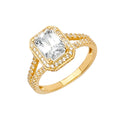 14K Yellow Gold CZ Engagement Ring - RG2601