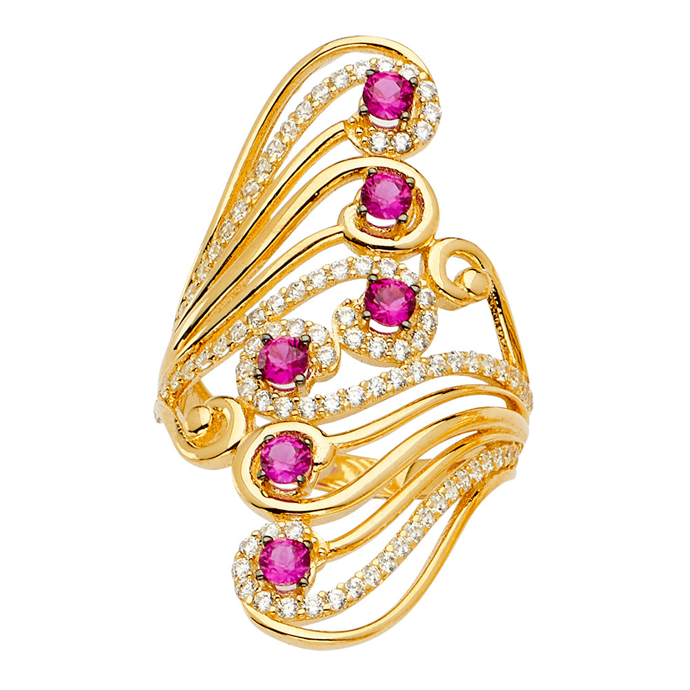 14K Yellow Gold Fancy CZ & Mother's Ring - RG2653