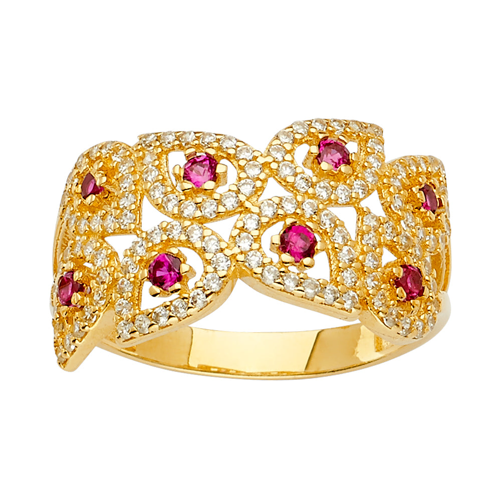 14K Yellow Gold Fancy CZ & Mother's Ring - RG2661