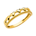 14K Yellow Gold Flower, Heart & Light Ring - RG2781