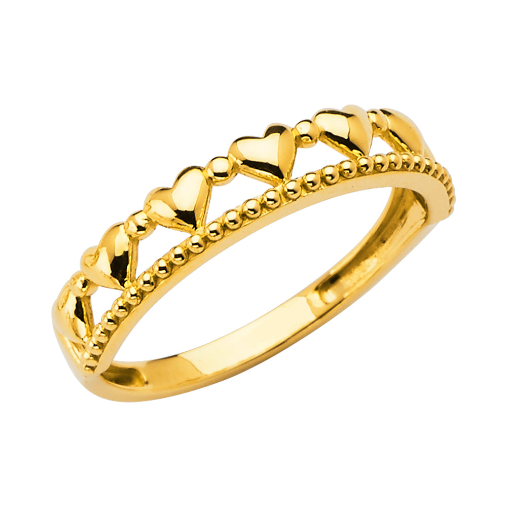 14K Yellow Gold Flower, Heart & Light Ring - RG2781