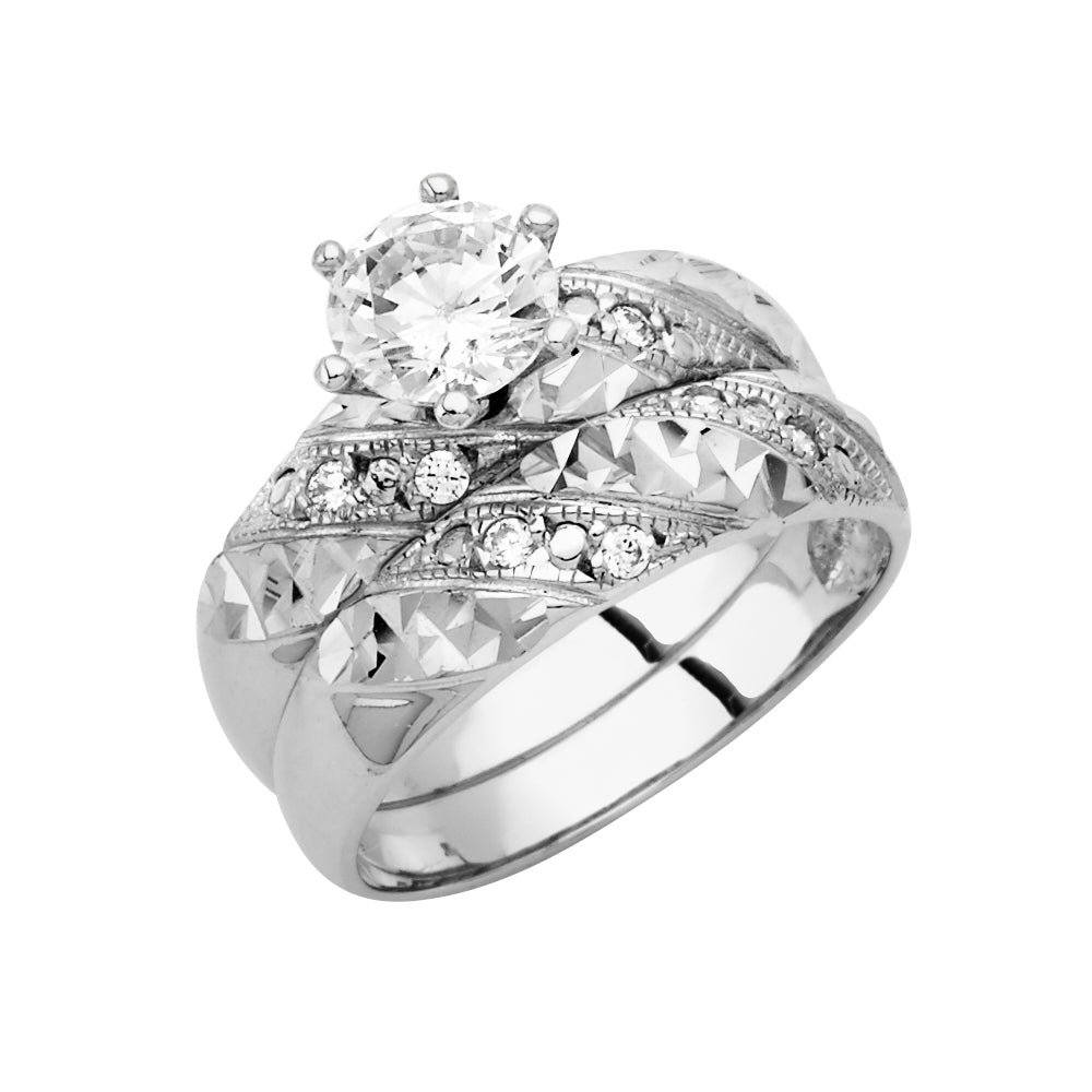 14K Yellow Gold CZ Trio Set - RG2947 - Image 2948