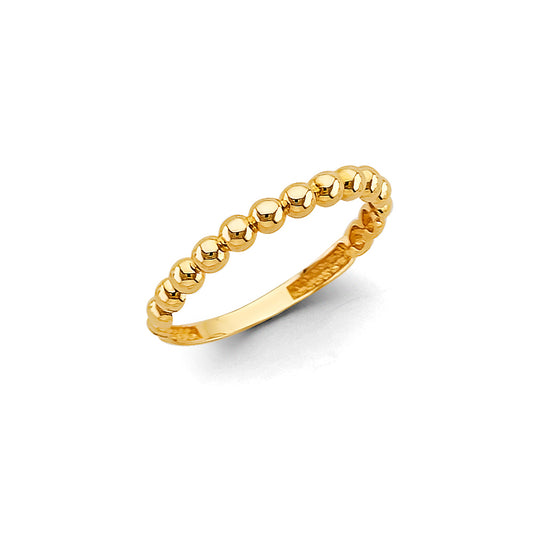 14K Gold Ball Ring – Dainty Polished Band, Size 7
