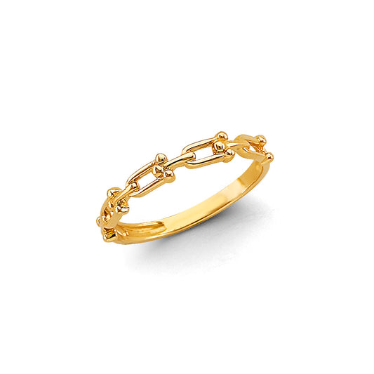 14K Gold Link Ring – Stackable Chain Band, Size 7
