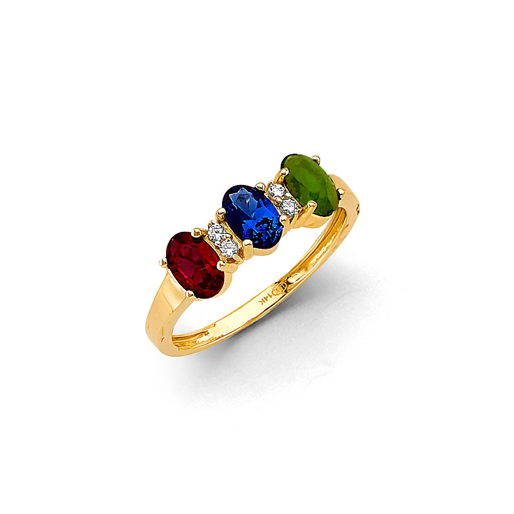 14K Yellow Gold Fancy CZ & Mother's Ring - RG3194