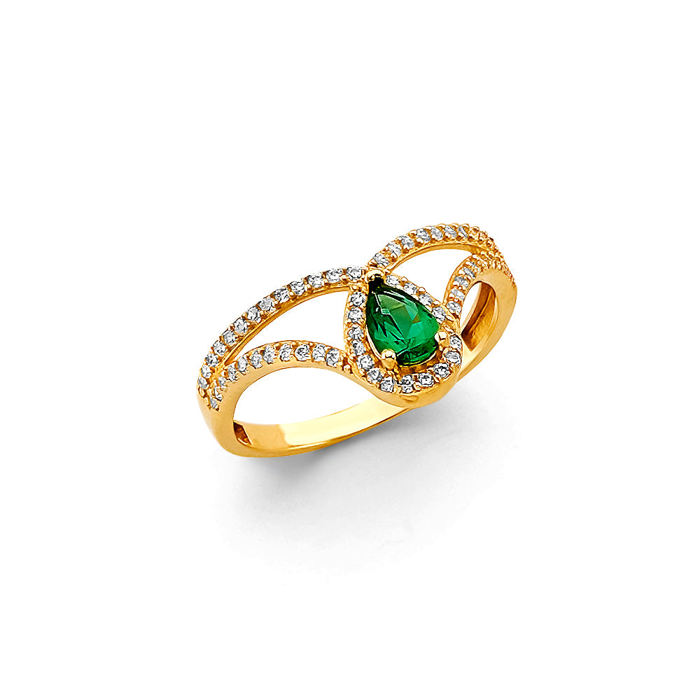 14K Yellow Gold Fancy CZ & Mother's Ring - RG3209