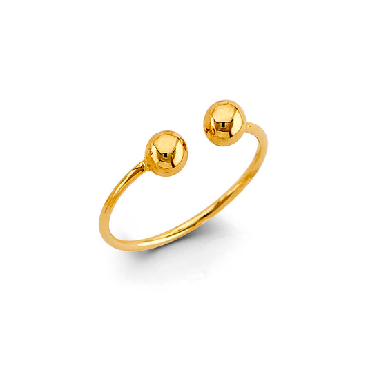 14k Gold Ball Ring - Minimalist Stackable Ring Size 7