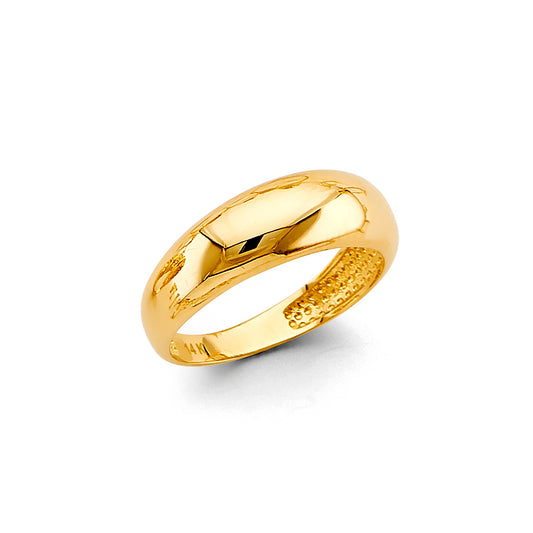 14K Gold Dome Ring – Polished Band, Size 7