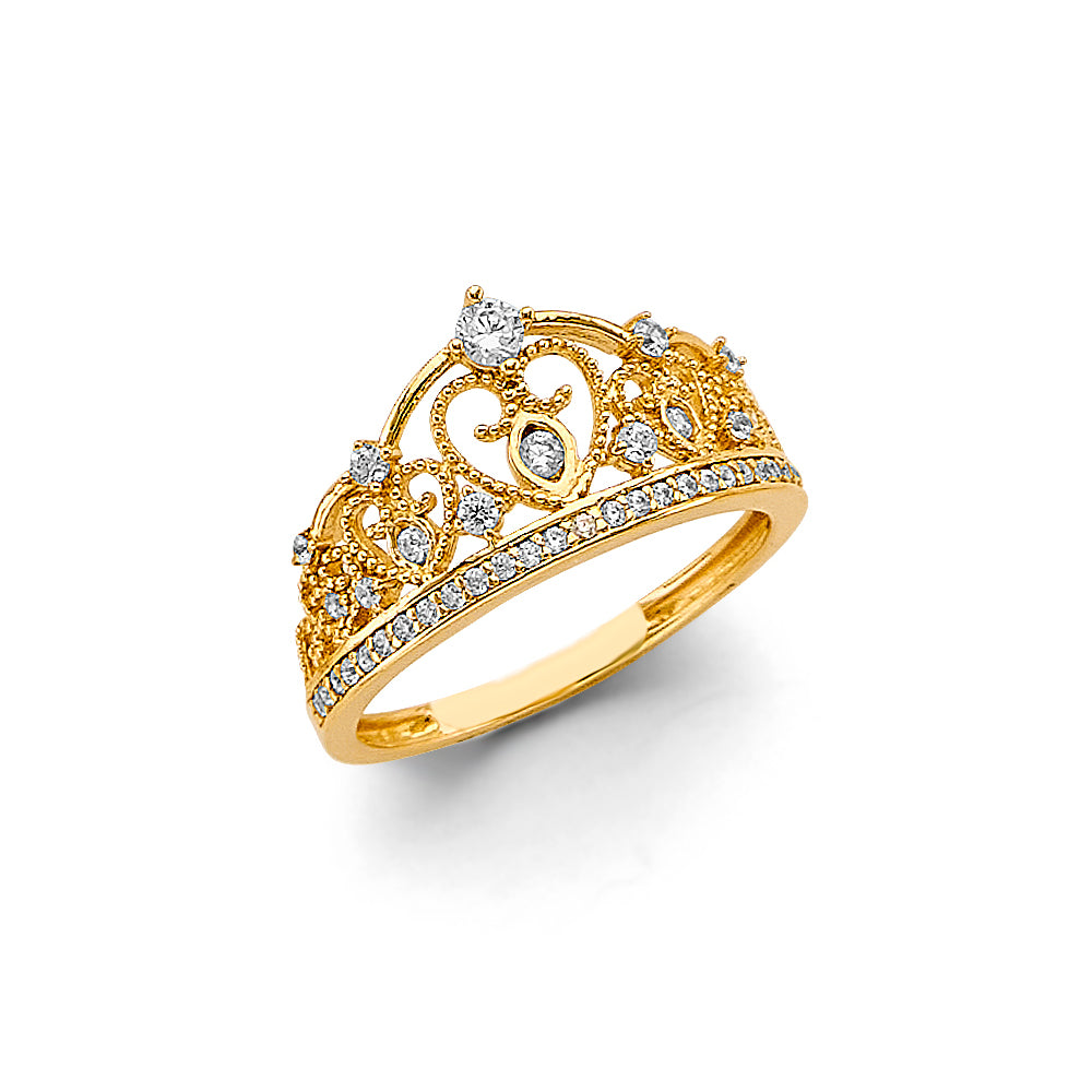 14K Yellow Gold Religious, 15 Años & Crown Ring - RG3418