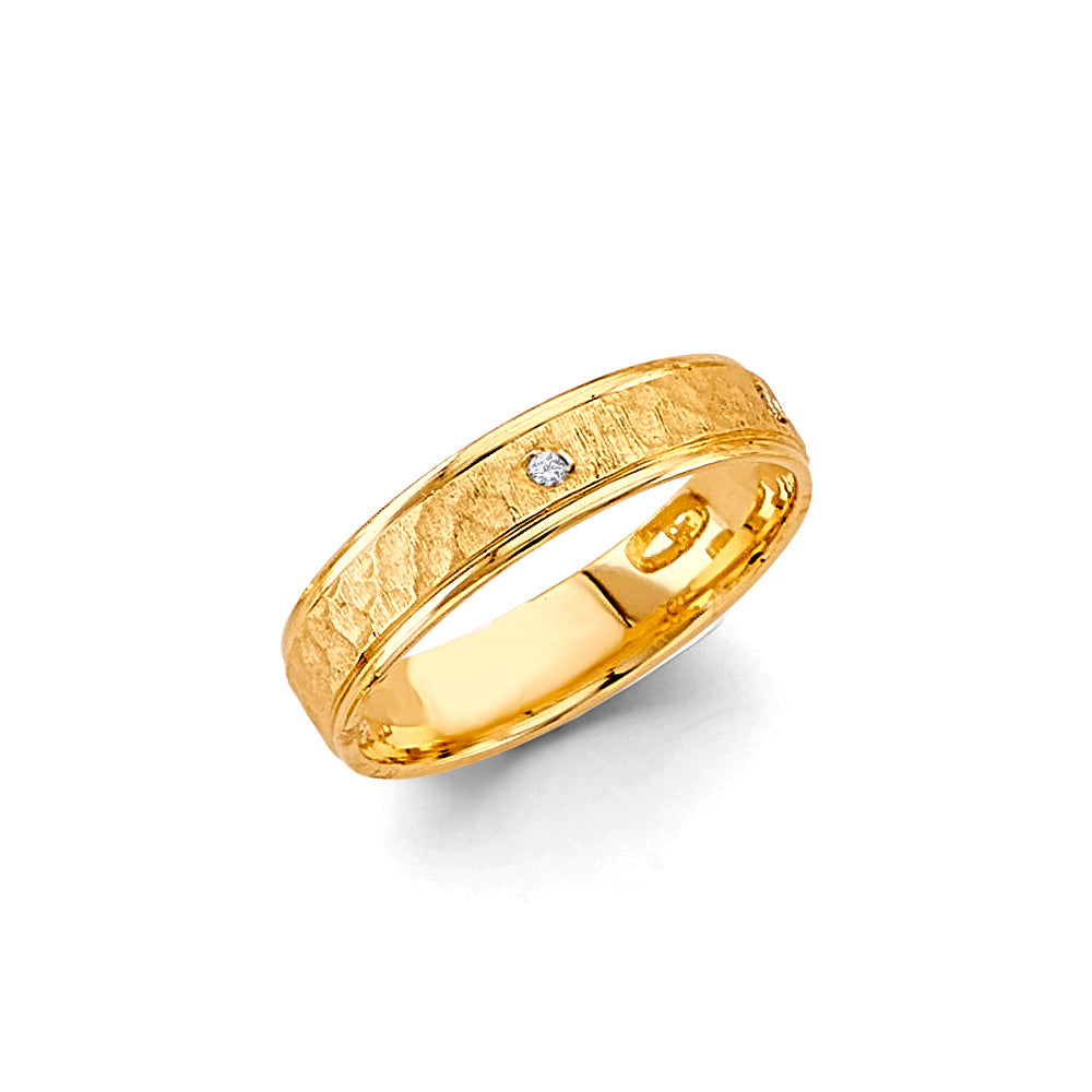 14K Yellow Gold Plain & Fancy Wedding Band 6mm - RG3465