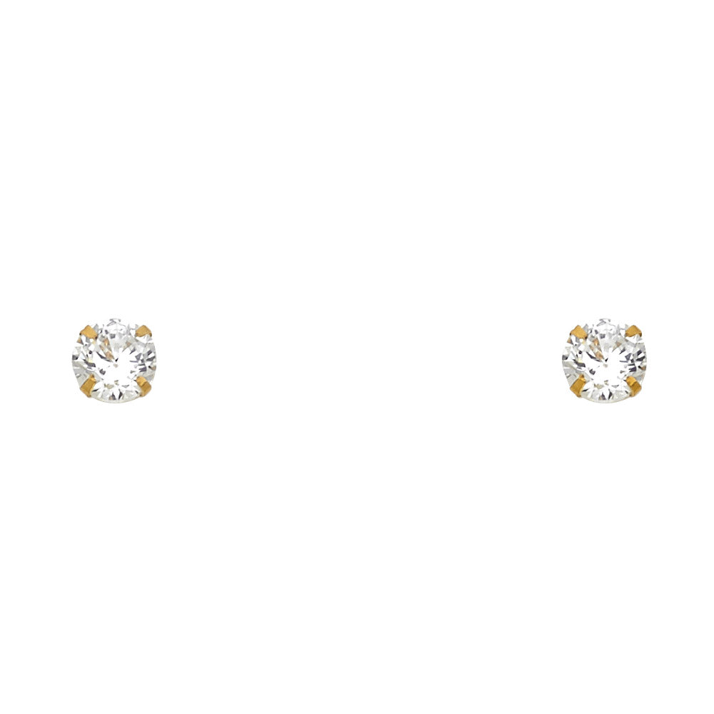 14K Yellow Gold Stud Earring & Solitaire Jewelry 2mm - ST197 - Image 4
