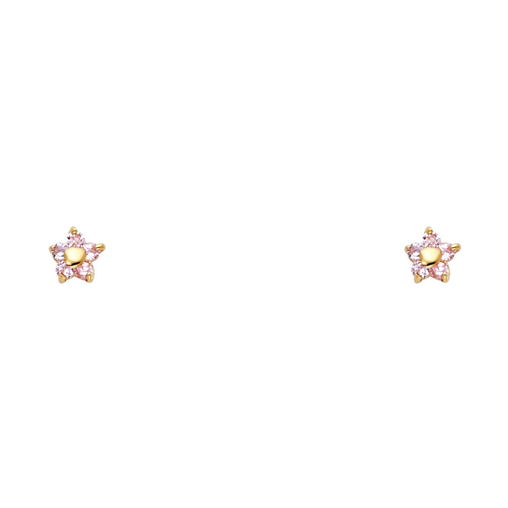 14K Yellow Gold Stud Earring & Solitaire Jewelry - ST223
