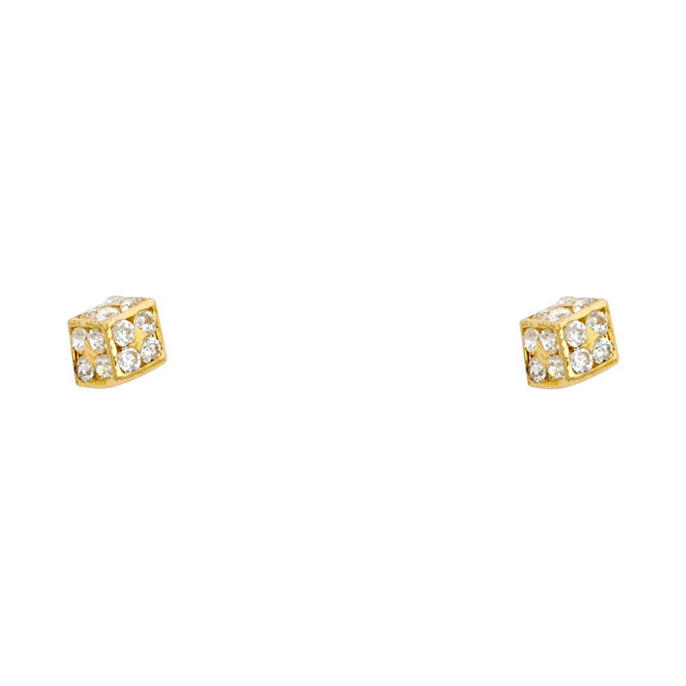 14K Yellow Gold Stud Earring & Solitaire Jewelry 5mm - ST363