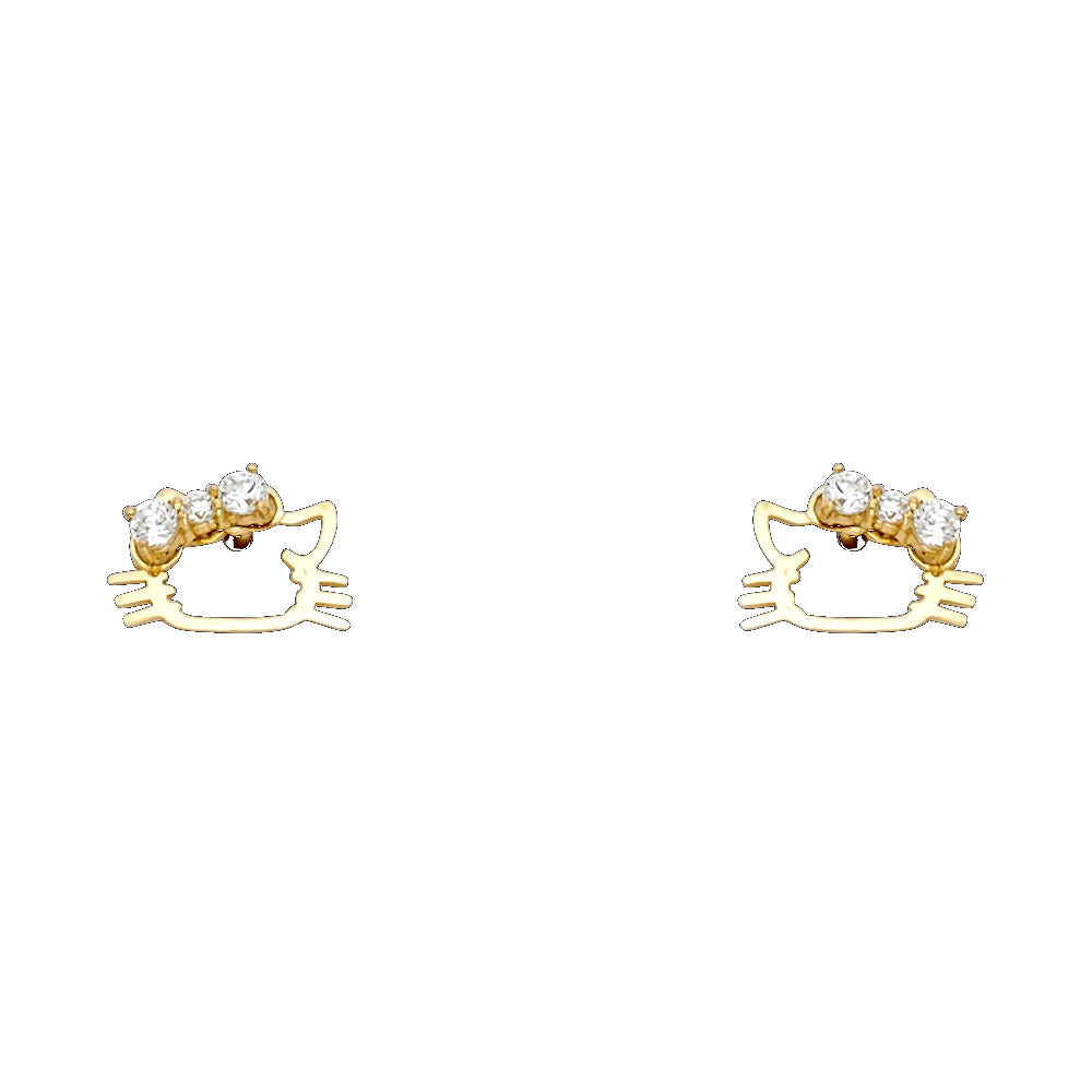 14K Yellow Gold Stud Earring & Solitaire Jewelry - ST542