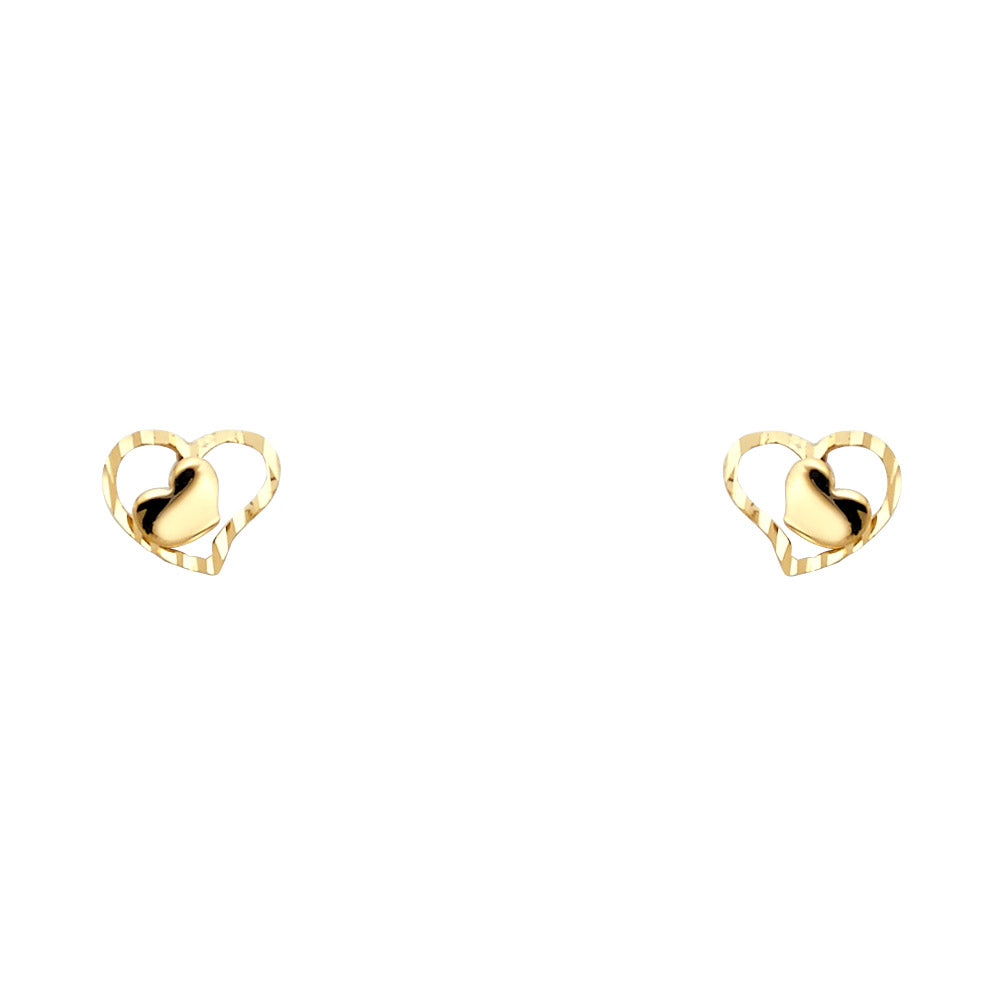 14K Yellow Gold Stud Earring & Solitaire Jewelry - ST544