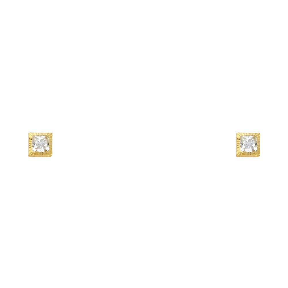 14K Yellow Gold Stud Earring & Solitaire Jewelry 5mm - ST581