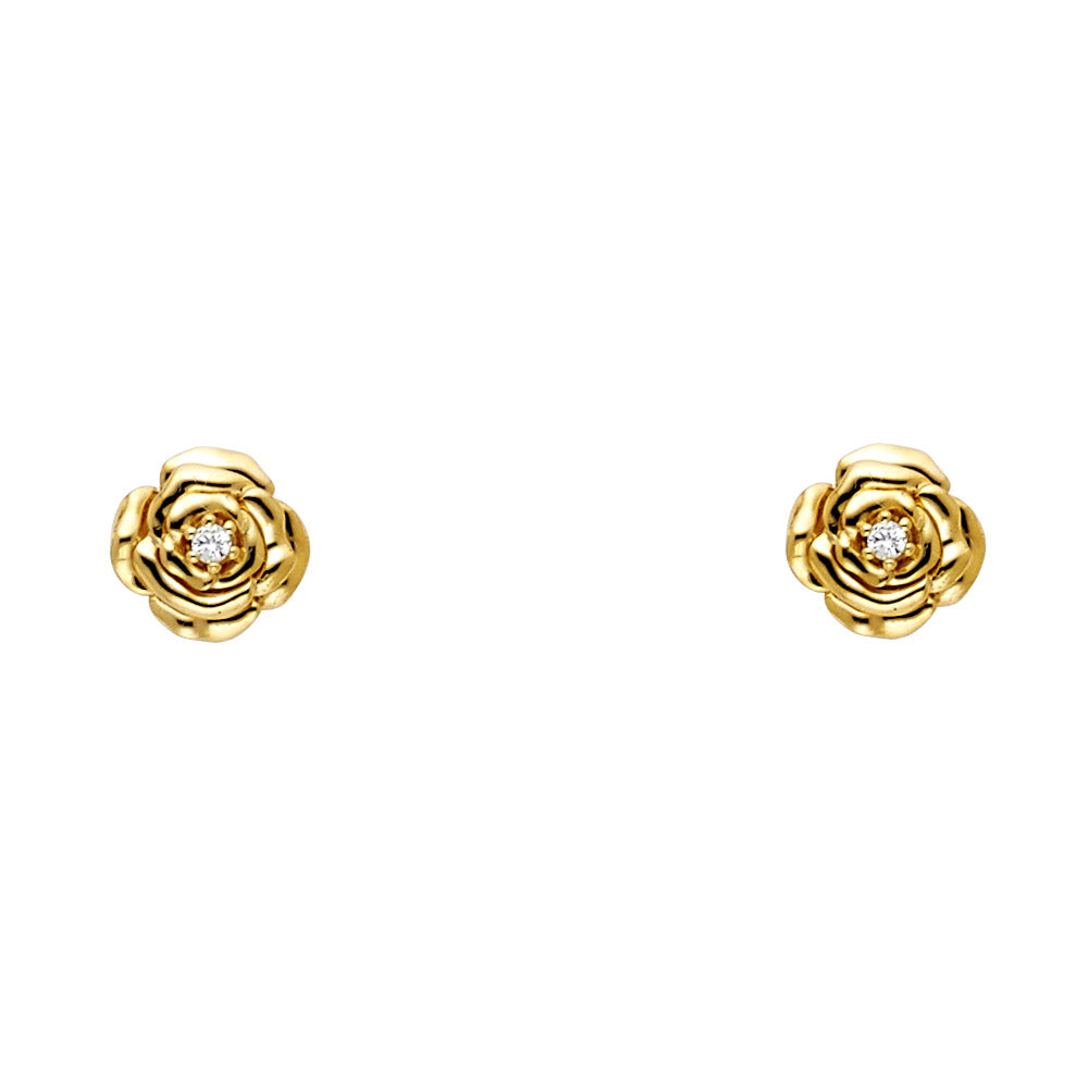 14K Yellow Gold Stud Earring & Solitaire Jewelry - ST643